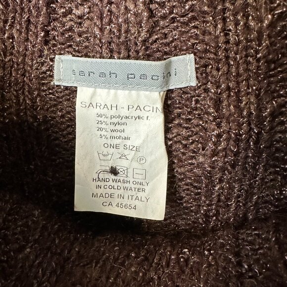Sarah Pacini Brown Cowl Neck Knit Cardigan Shawl Collar Vest Minimalist One Size - Picture 12 of 13